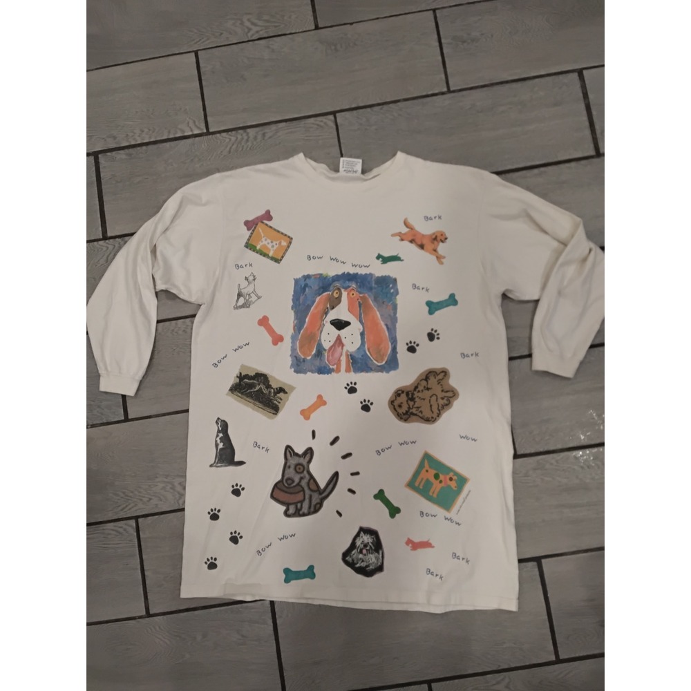 Relevant Products‎ Womens One Size Long Sleeve Cream Dog Lover Graphic T Shirt